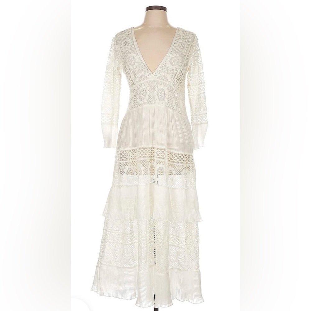 LoveShackFancy Ivory Lace Long Sleeve Dress